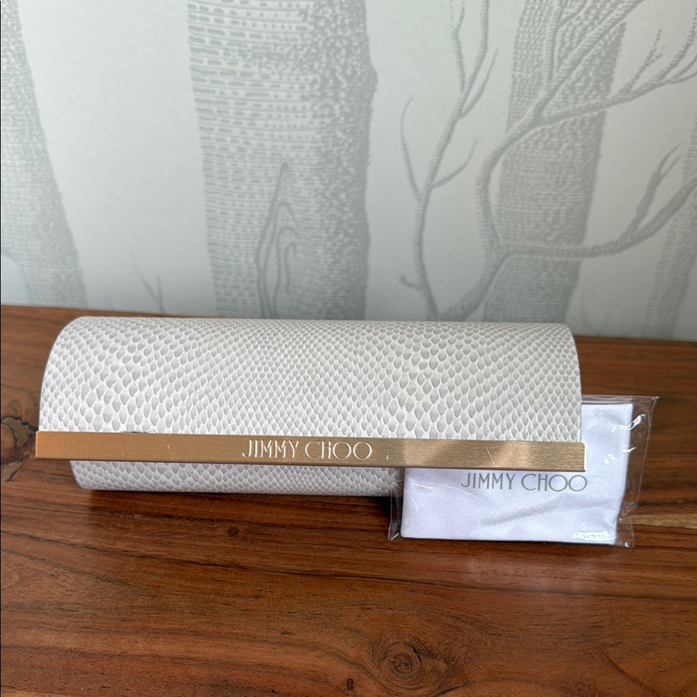 Jimmy Choo White Snakeskin Eyeglass Case